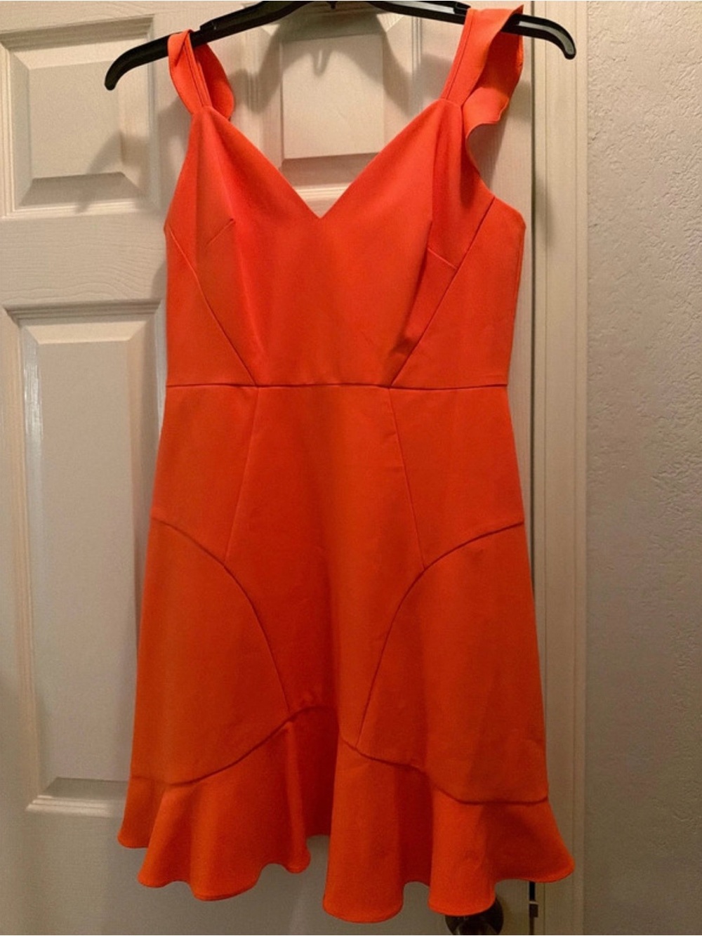 Aidan Mattox Orange Ruffle Hem Cocktail Dress Size 6